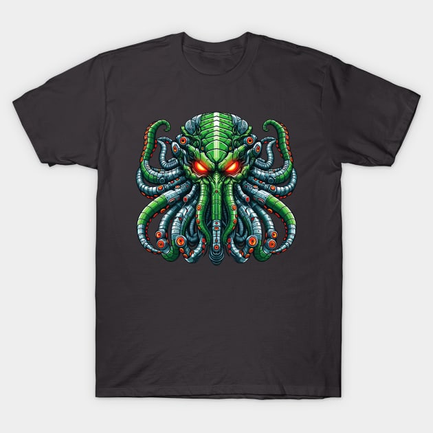 Biomech Cthulhu Overlord S01 D54 T-Shirt by Houerd